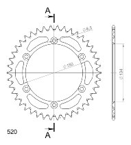 Supersprox alluminio rocchetto per catena 520 - 42Z (nero)