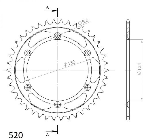 Supersprox acier roue d`entrainement 520 - 43Z (noir)