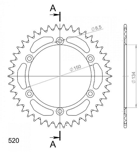 Supersprox aluminium roue d`entrainement 520 - 43Z (noir)