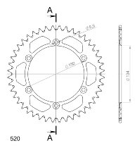 Supersprox alluminio rocchetto per catena 520 - 44Z (nero)