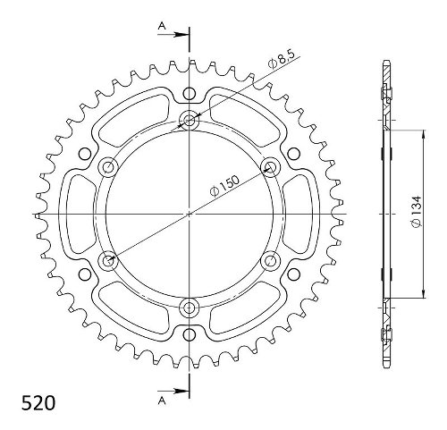 Supersprox Stealth Chain wheel 520 - 46Z (black)