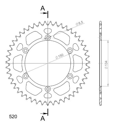 Supersprox aluminium roue d`entrainement 520 - 47Z (noir)