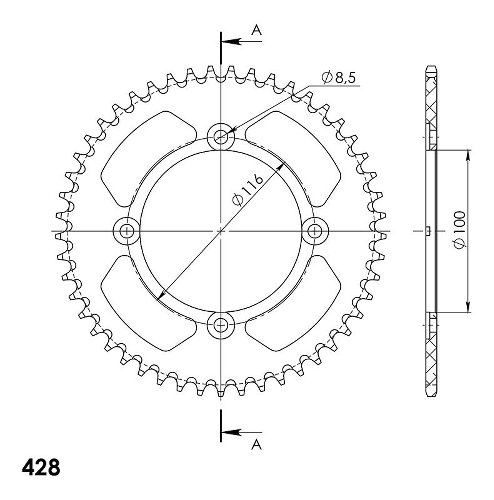 Supersprox Aluminium Chain wheel 428 - 49Z (black)