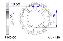 Supersprox acier roue d`entrainement 428 - 50Z (noir)