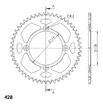 Supersprox alluminio rocchetto per catena 428 - 50Z (nero)