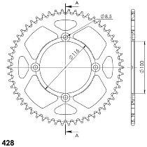 Supersprox aluminium roue d`entrainement 428 - 52Z (noir)