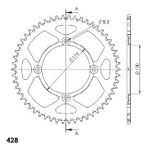 Supersprox aluminio rueda de cadena 428 - 53Z (negro)