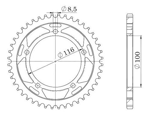 Supersprox acciaio rocchetto per catena 420 - 44Z (nero)