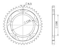 Supersprox Stahl-Kettenrad 420 - 44Z (schwarz)