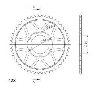 Supersprox acciaio rocchetto per catena 428 - 50Z (nero)