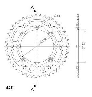 Supersprox Stealth rocchetto per catena 525 - 45Z (oro)