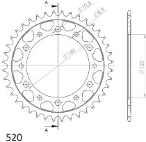 Supersprox acier roue d`entrainement 520 - 38Z (noir)