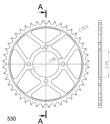 Supersprox acciaio rocchetto per catena 530 - 43Z (nero)