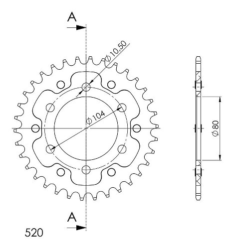 Supersprox acciaio rocchetto per catena 520 - 34Z (nero)