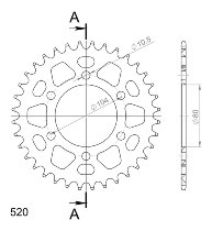 Supersprox aluminio rueda de cadena 520 - 36Z (negro)