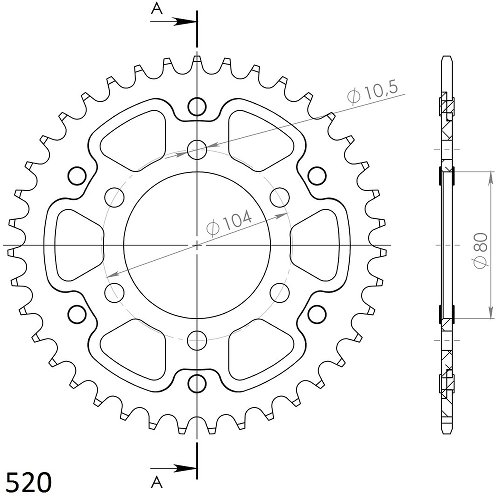 Supersprox Stealth rueda de cadena 520 - 36Z (oro)