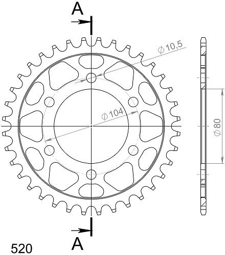 Supersprox Steel Chain wheel 520 - 37Z (black)