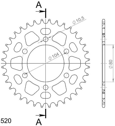 Supersprox aluminium roue d`entrainement 520 - 37Z (noir)