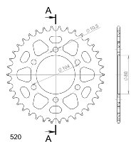 Supersprox alluminio rocchetto per catena 520 - 38Z (nero)