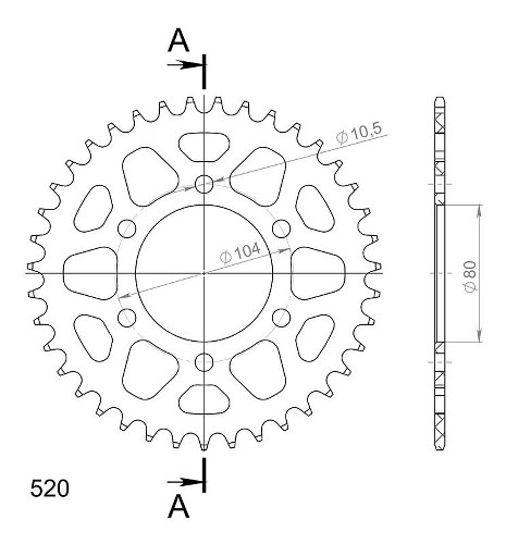 Supersprox alluminio rocchetto per catena 520 - 39Z (nero)