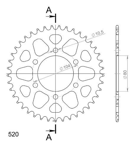 Supersprox Aluminium Chain wheel 520 - 41Z (gold)