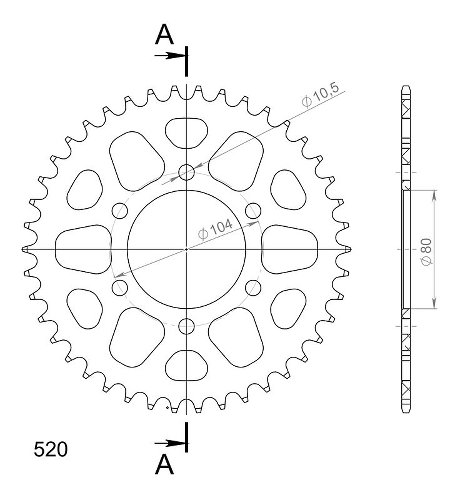 Supersprox Aluminium Chain wheel 520 - 42Z (gold)