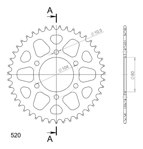 Supersprox alluminio rocchetto per catena 520 - 43Z (oro)