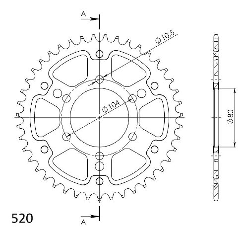 Supersprox Stealth rueda de cadena 520 - 43Z (anaranjado)