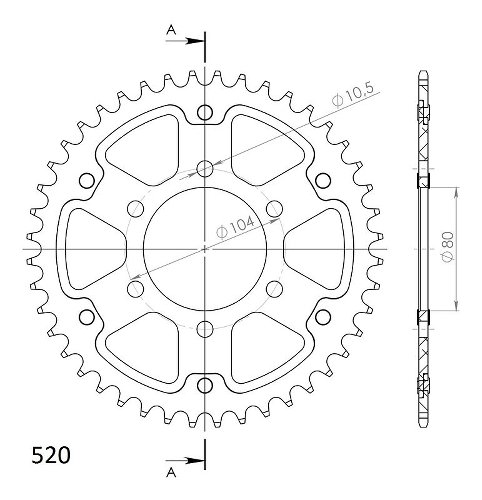 Supersprox Stealth rueda de cadena 520 - 44Z (azul)