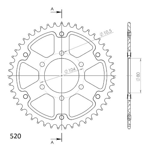 Supersprox Stealth rueda de cadena 520 - 45Z (azul)