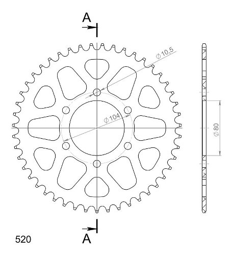 Supersprox aluminium roue d`entrainement 520 - 47Z (noir)