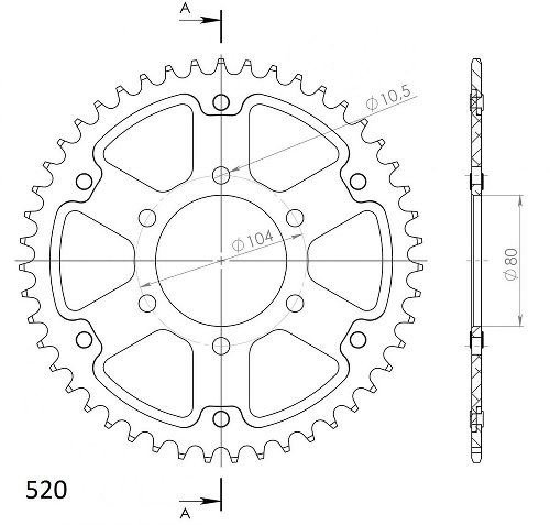 Supersprox Stealth rueda de cadena 520 - 51Z (rojo)