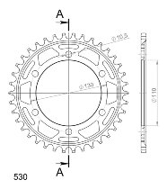 Supersprox acciaio rocchetto per catena 530 - 38Z (nero)