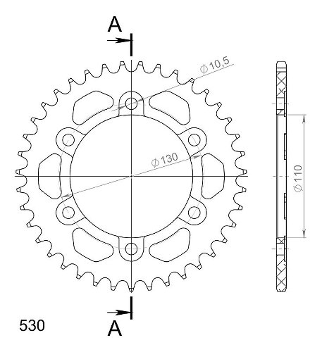 Supersprox aluminium roue d`entrainement 530 - 39Z (noir)