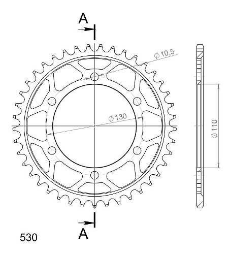 Supersprox Stahl-Kettenrad 530 - 41Z (schwarz)