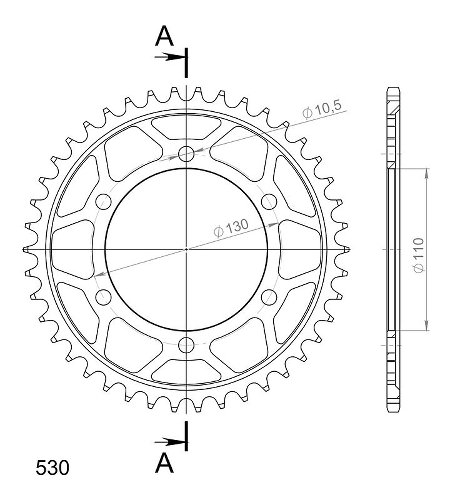 Supersprox acier roue d`entrainement 530 - 42Z (noir)