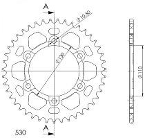 Supersprox aluminium roue d`entrainement 530 - 42Z (noir)