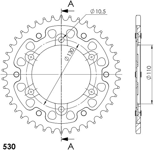 Supersprox Stealth rocchetto per catena 530 - 42Z (nero)