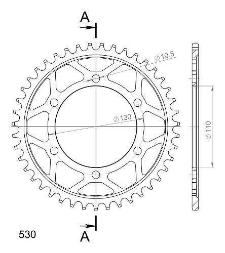 Supersprox acciaio rocchetto per catena 530 - 43Z (nero)