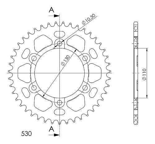 Supersprox Aluminium Chain wheel 530 - 43Z (black)