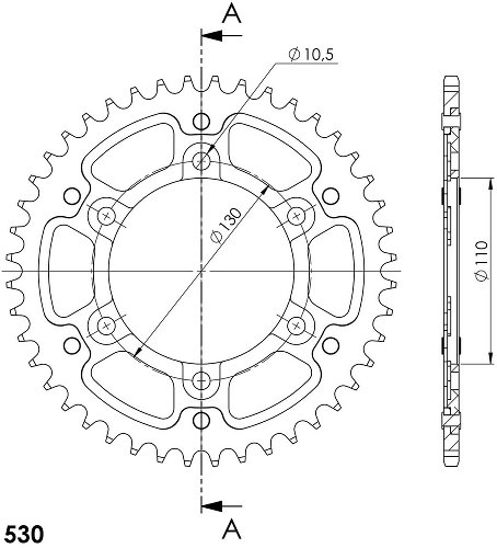 Supersprox Stealth Chain wheel 530 - 44Z (black)