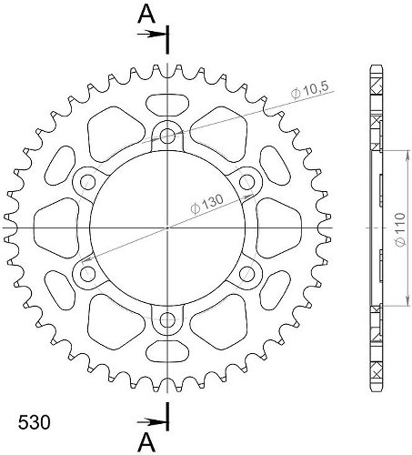 Supersprox aluminio rueda de cadena 530 - 44Z (azul)