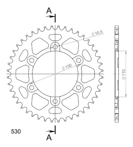 Supersprox aluminium roue d`entrainement 530 - 44Z (rouge)