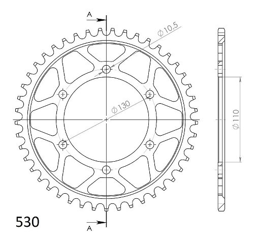 Supersprox Steel Chain wheel 530 - 45Z (black)