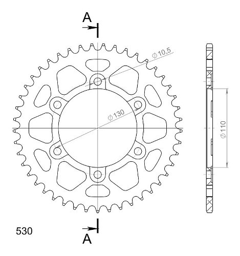 Supersprox aluminium roue d`entrainement 530 - 45Z (noir)