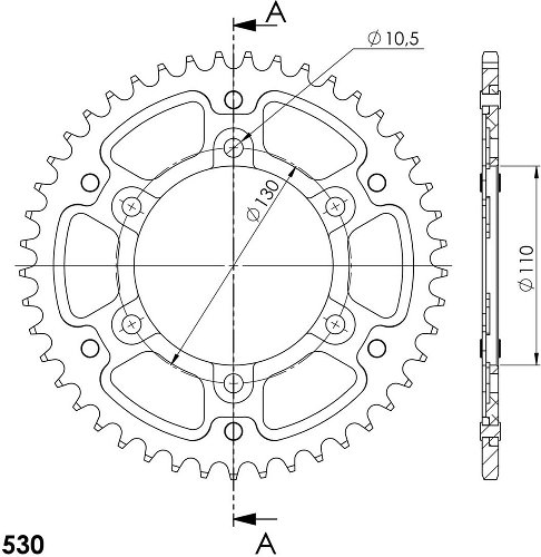 Supersprox Stealth Chain wheel 530 - 45Z (black)