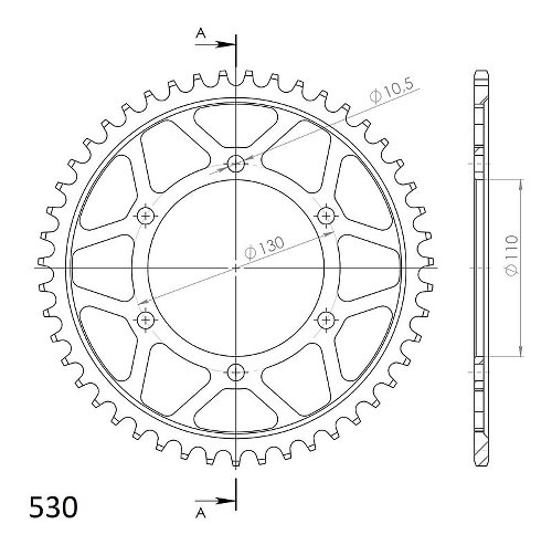 Supersprox Stahl-Kettenrad 530 - 46Z (schwarz)