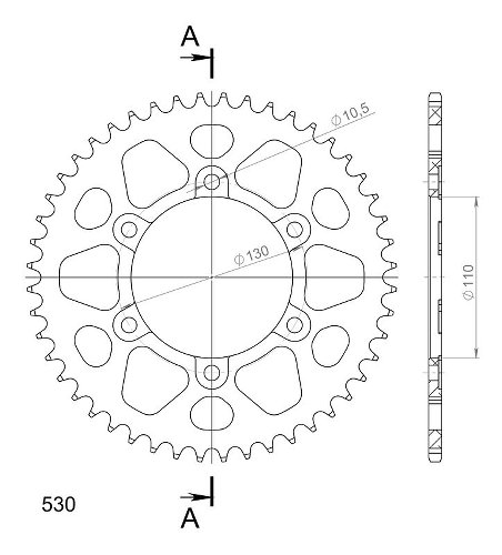 Supersprox aluminium roue d`entrainement 530 - 48Z (noir)