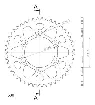 Supersprox aluminio rueda de cadena 530 - 48Z (azul)