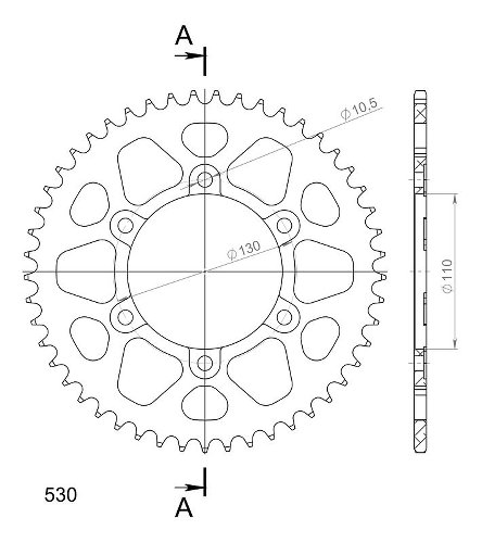 Supersprox aluminium roue d`entrainement 530 - 49Z (noir)